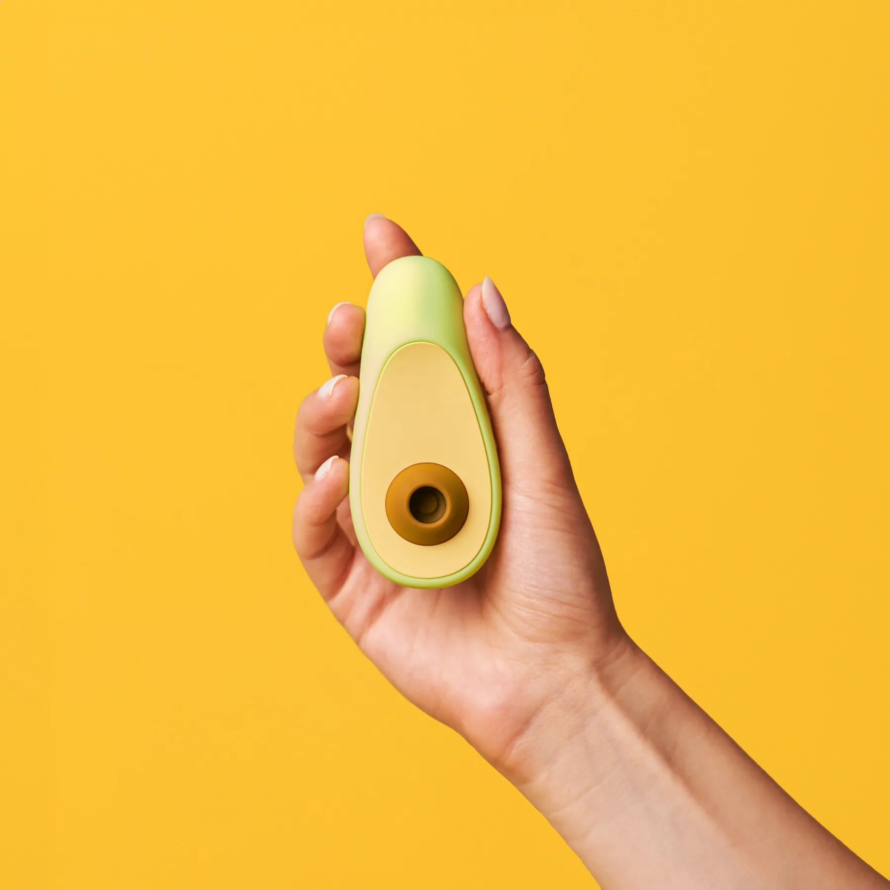 Avocado clitoral vibrator — close detail